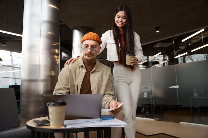 A temporary worker performs his seasonal job in a coffeeshop