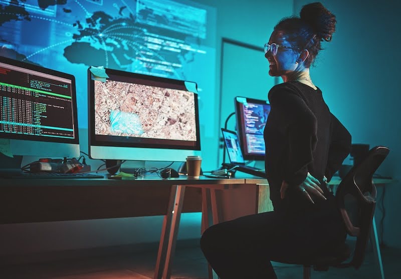 a woman with a cyber security job